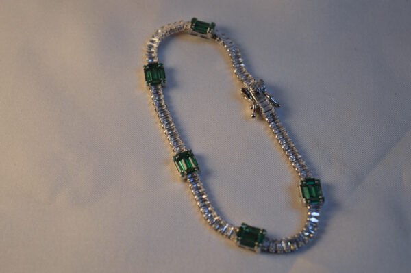 Emerald-Cut Green Zircon Bracelet - Image 2